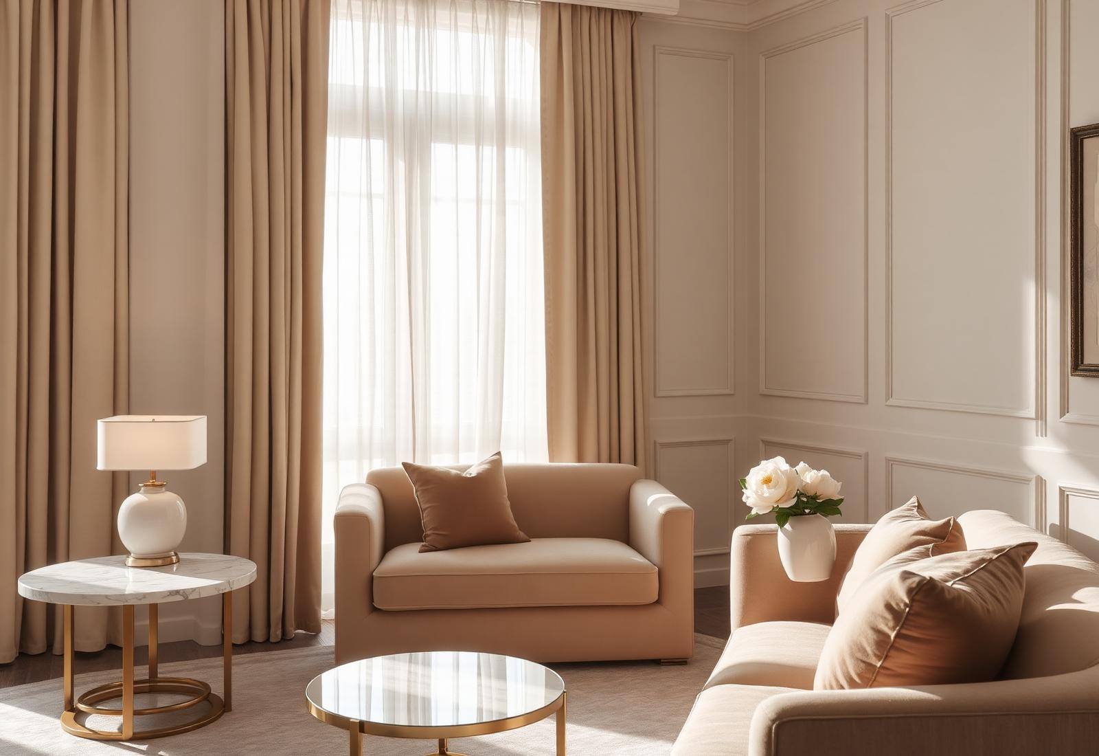 A softly lit luxury living room, curated for members of the Ooh La La Club